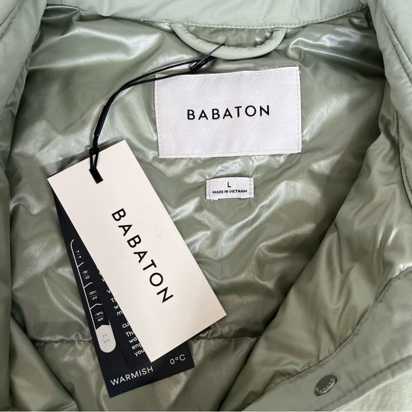 Babaton (via Aritzia) Merit Shirt Jacket Shacket Green Vegan Water Repellent L - Picture 8 of 14